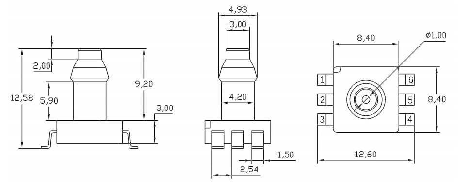 xgzp163 pressure sensor dimension
