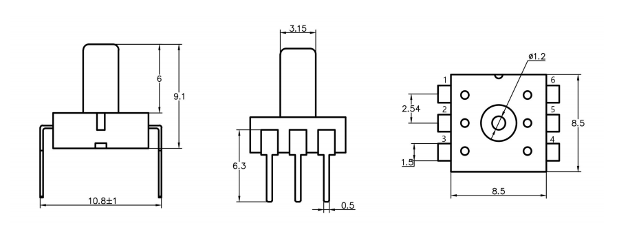 board mount pressure sensor 6857A DIMENSION