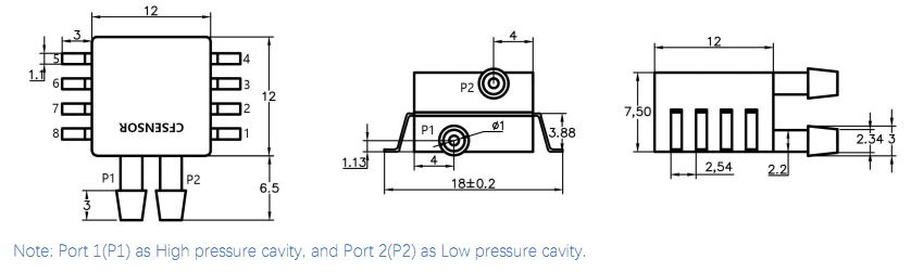 Датчик давления HVAC XGZP6899DHVAC XGZP6899D измерение HVAC Pressure Sensor XGZP6899D DIMENSION