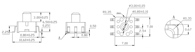 XGZP6855A Pressure Sensor (AG2 Series Pressure Sensor Alternative Parts) 1 6855A DIMENSION v2.4