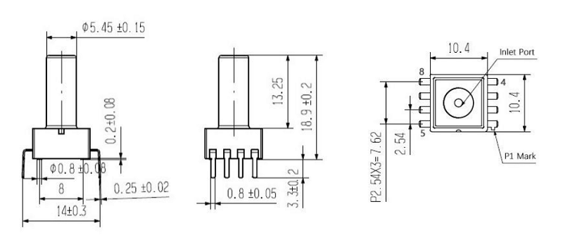 XGZP6841A Pressure Sensor for Washing Machine (ADP51B62 Pressure Sensor Alternative Parts) 1 XGZP6841A DIMENSION v1.2